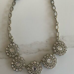 J. Crew Silver Necklace with Crystal Accents